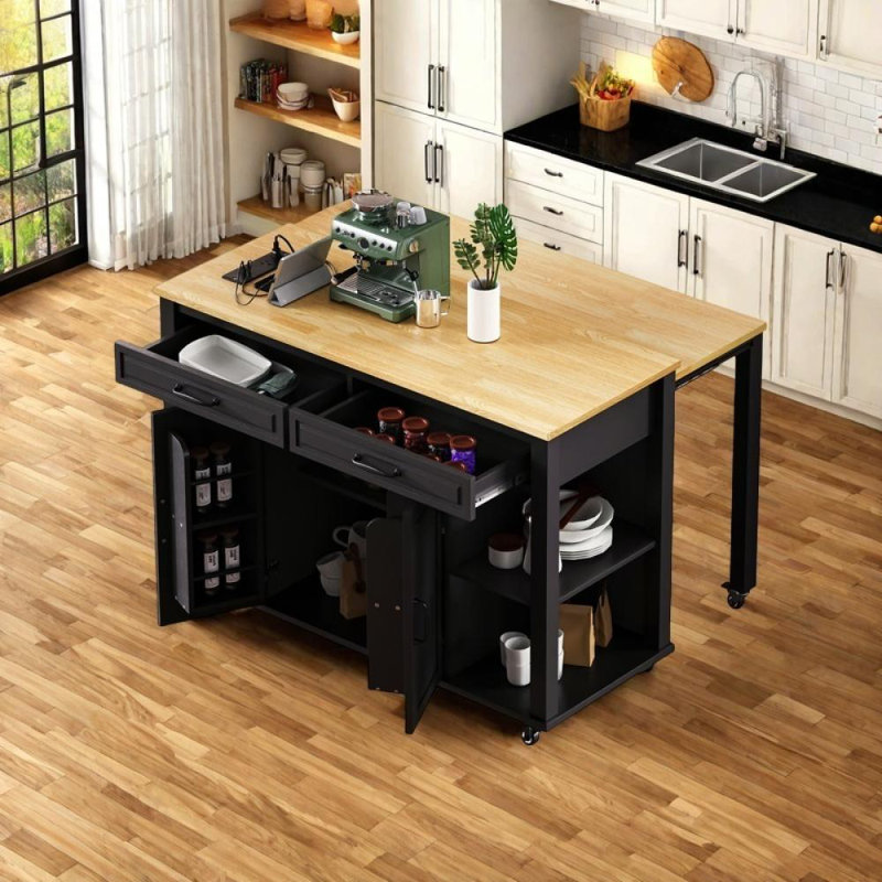 Lark Manor™ Kitchen Island with Extendable Dining Table | Wayfair
